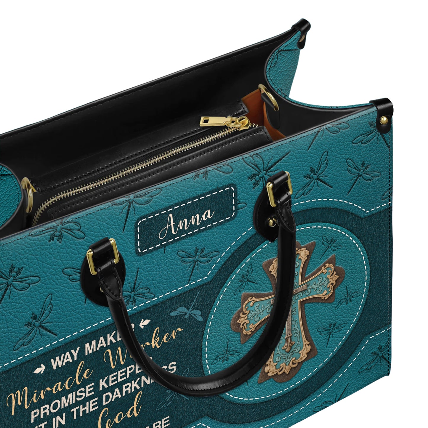 Way Maker Miracle Worker Promise Keeper Personalized Leather Handbag
