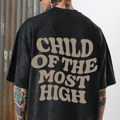 "Child Of The Most High" Unisex Vintage Washed Christian T-Shirt Two Sides | Psalm 82:6 Identity Declaration Tee | Faith Guided Life Apparel