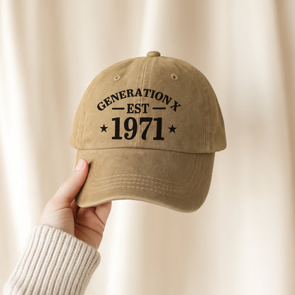 Generation X EST. Custom Year Baseball Cap - Personalized Vintage Pride Hat