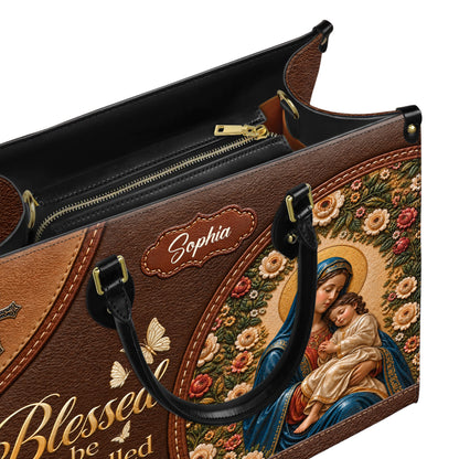 Personalized Blessed Mom Christian Handbag – Twill Faux Leather & PU Leather