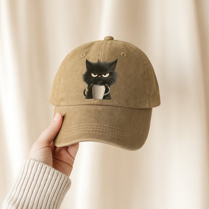 Grumpy Cat Coffee Baseball Cap - Funny Coffee Lover Hat