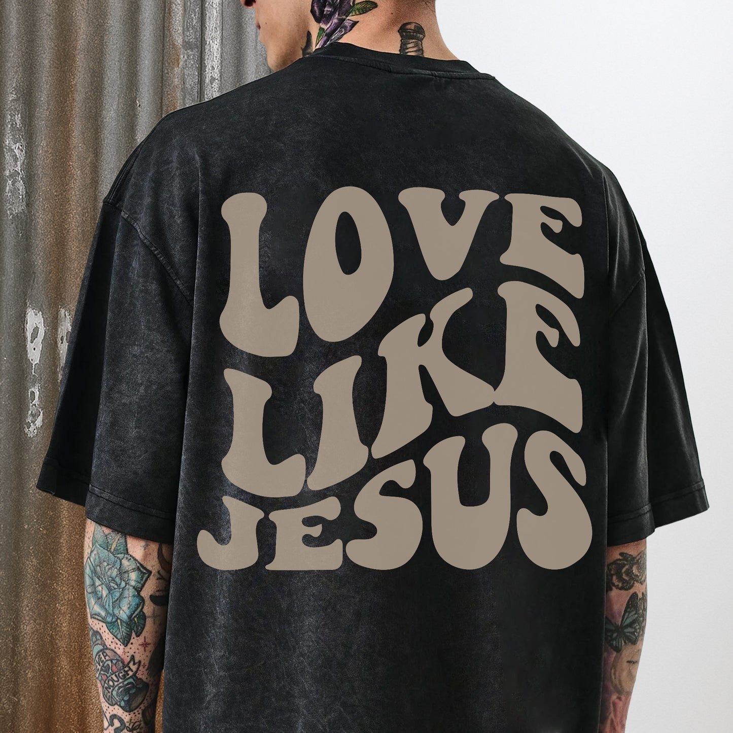 "Love Like Jesus" Unisex Vintage Washed Christian T-Shirt Two Sides | John 13:34-35 Love Command Tee | Faith Guided Life Apparel