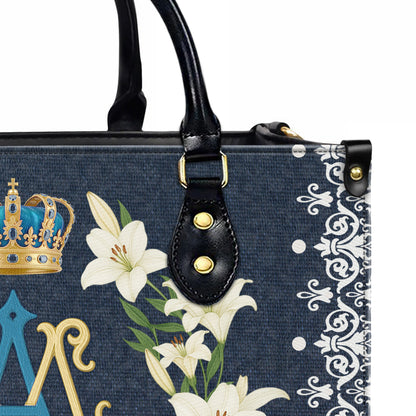 Ave Maria Royal Crown Monogram Personalized Leather Handbag