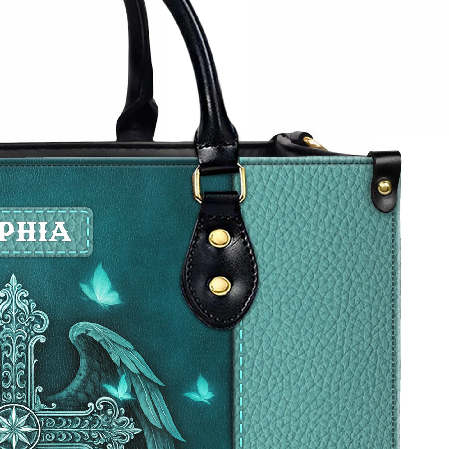 Guardian Angel Wings Cross Personalized Leather Handbag