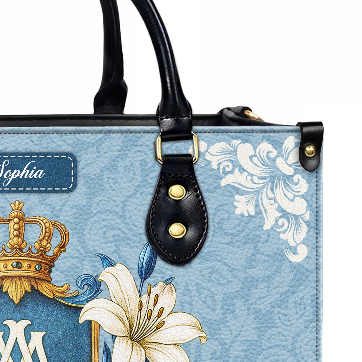 Ave Maria Crown Of Grace Personalized Leather Handbag