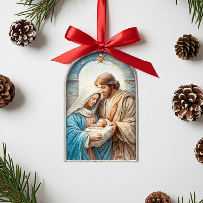 Holy Family Nativity Scene Christmas Ornament | Two-Sided Religious Christian Keepsake | Sacred Christmas Tree Decoration