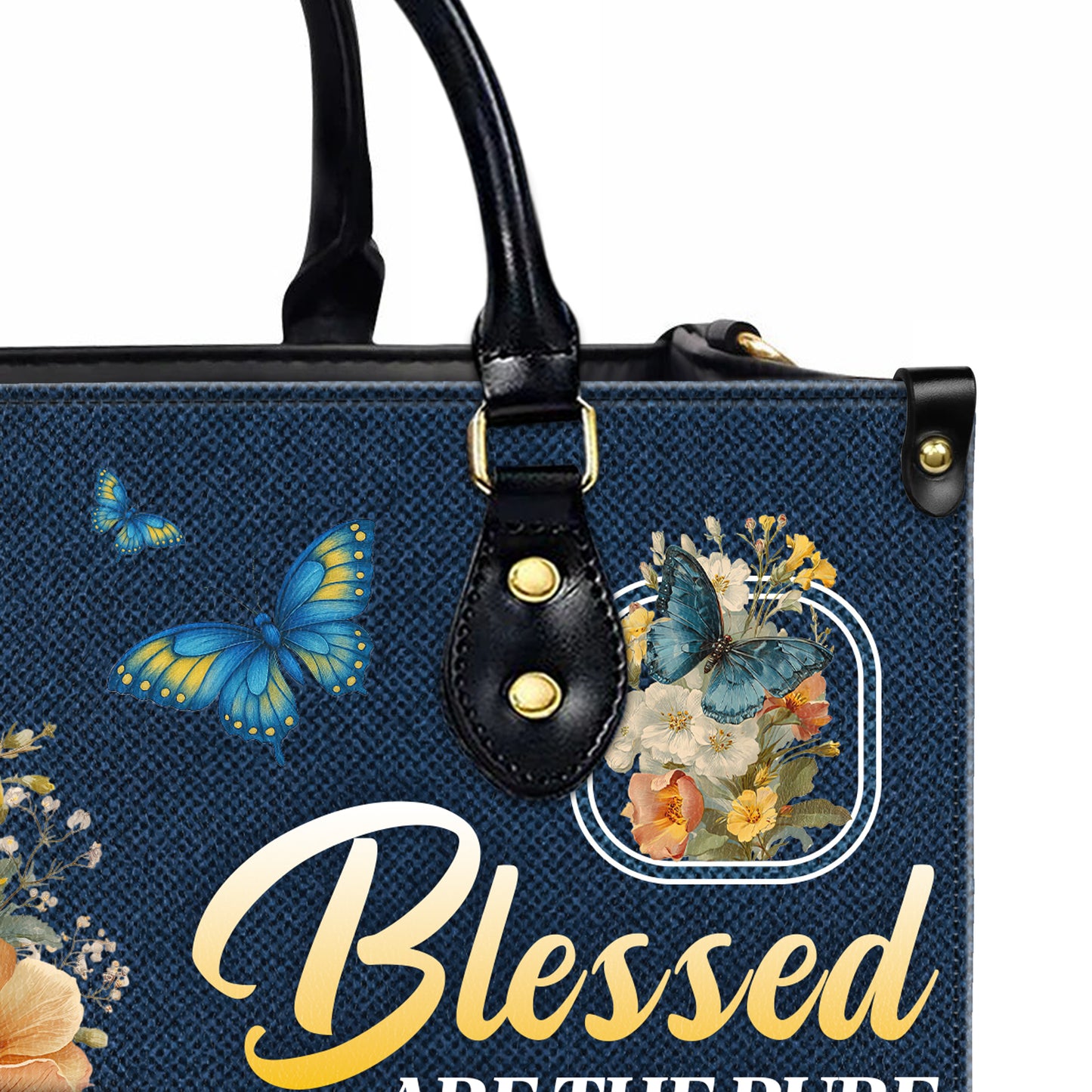 Blessed Are The Pure In Heart Matthew 5:8 Personalized Leather Handbag
