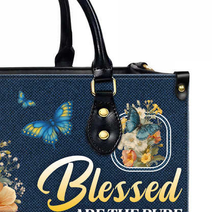 Blessed Are The Pure In Heart Matthew 5:8 Personalized Leather Handbag
