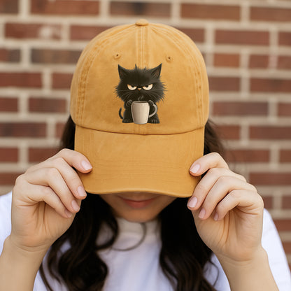 Grumpy Cat Coffee Baseball Cap - Funny Coffee Lover Hat