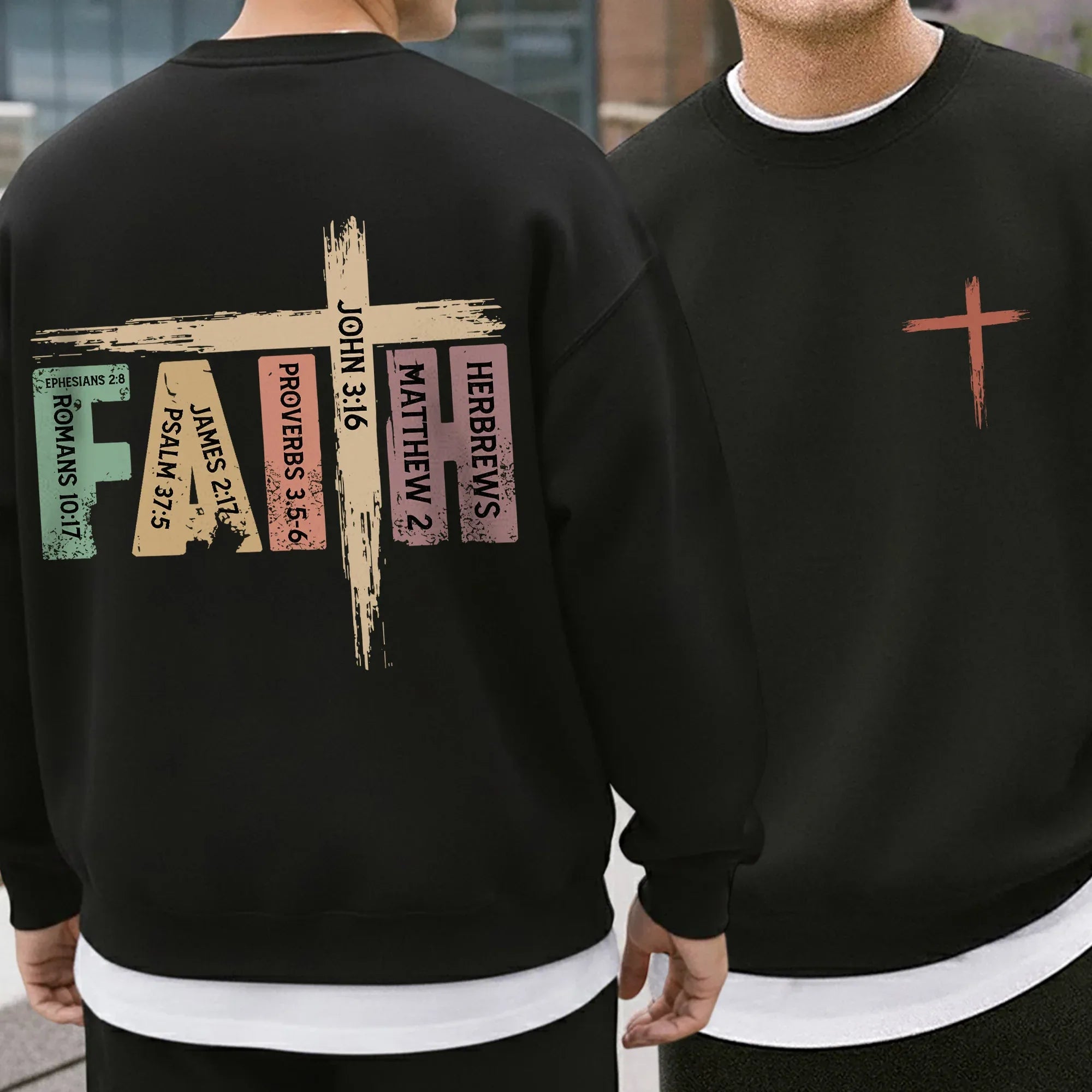 Faith Scripture Cross Typography – Two Sides – Minimalist Faith – Unisex Tshirt /Hoodie/Sweatshirt - Faith Guided Life