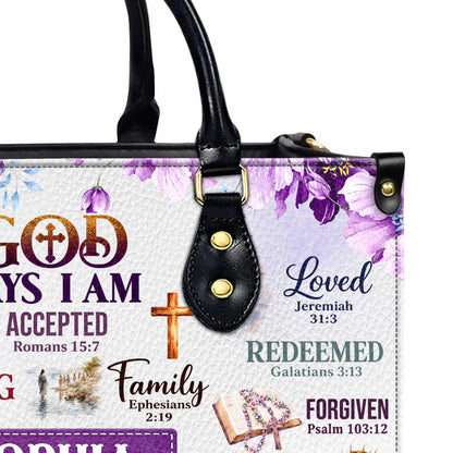Personalized God Says I Am Christian Handbag – Twill Faux Leather & PU Leather