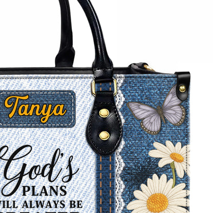 God's Plans Will Always Be Greater Than Your Disappointments Personalized Leather Handbag