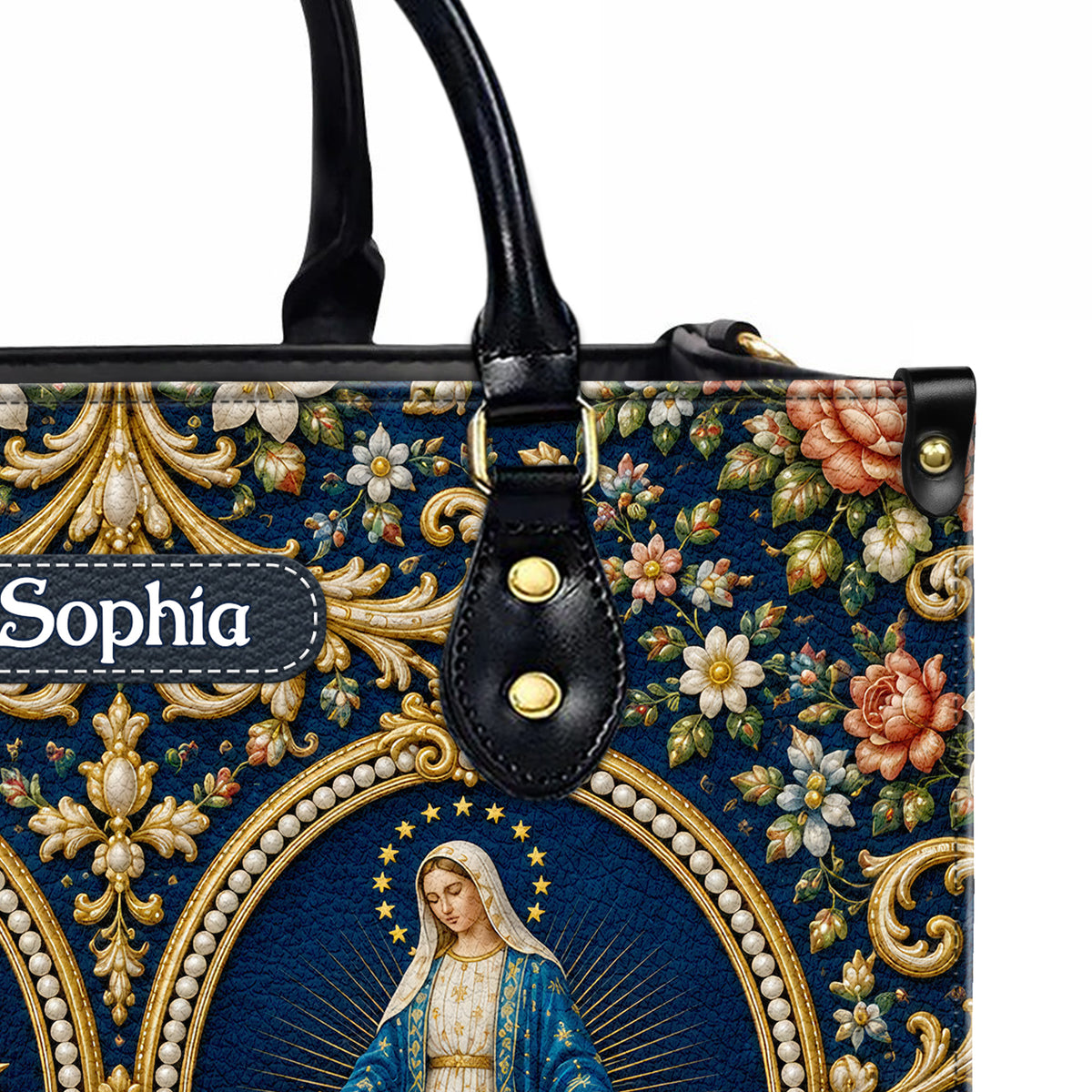 Personalized Virgin Mary Catholic Handbag – Twill Faux Leather & PU Leather