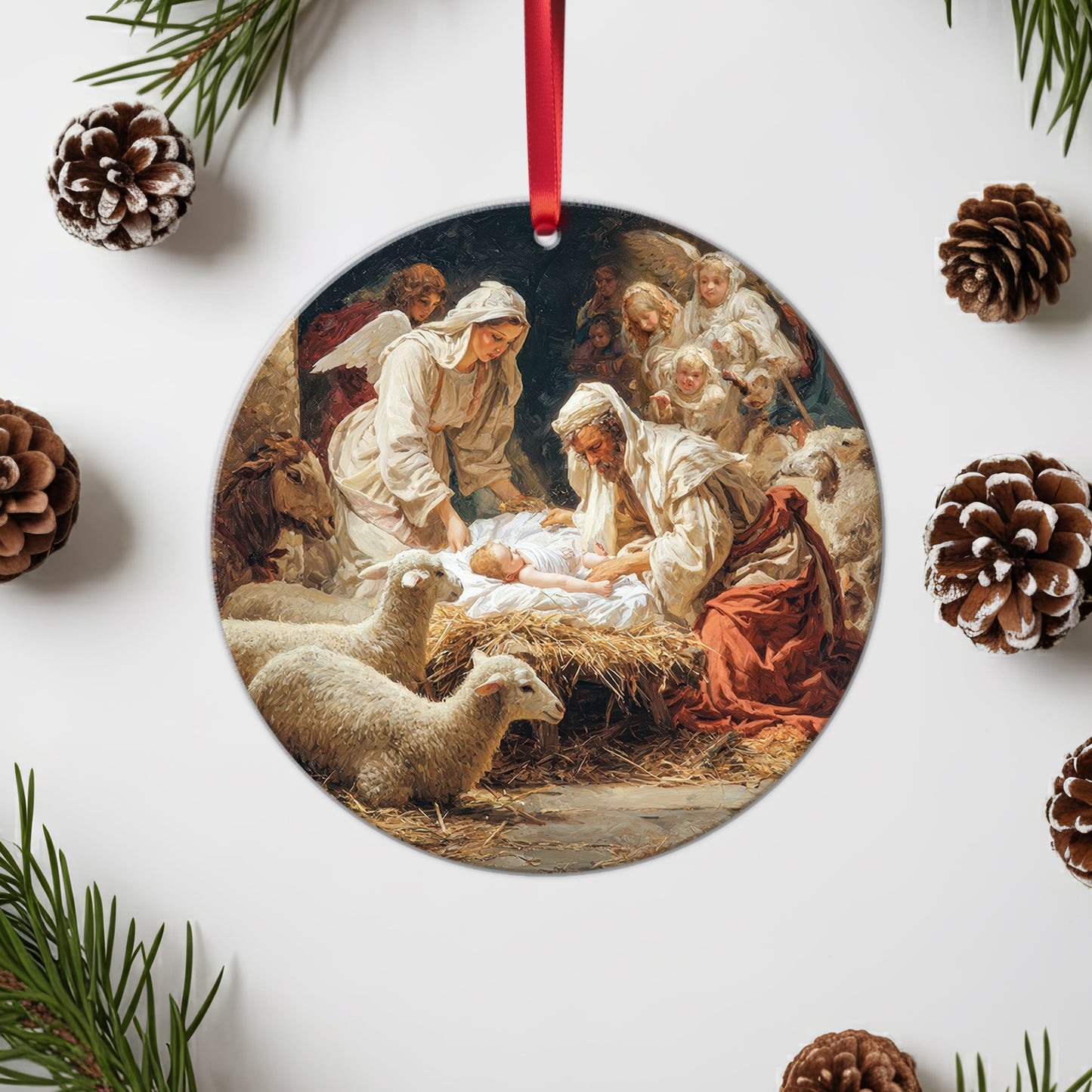 Classical Art Nativity Christmas Ornament | Holy Family Masterpiece | Religious Christian Keepsake