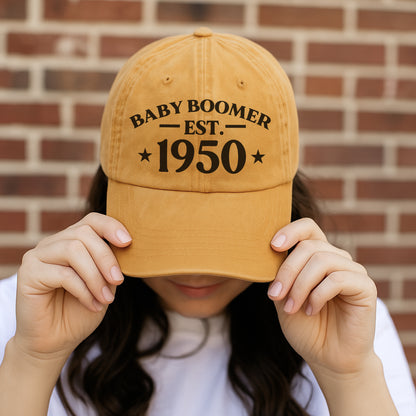 Baby Boomer Est. [Custom Year] Baseball Cap - Generational Pride