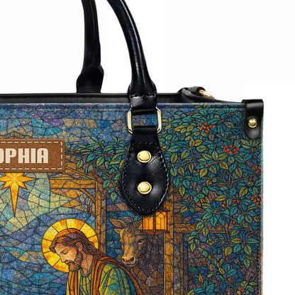 Personalized Stained Glass Nativity Christian Handbag – Twill Faux Leather & PU Leather