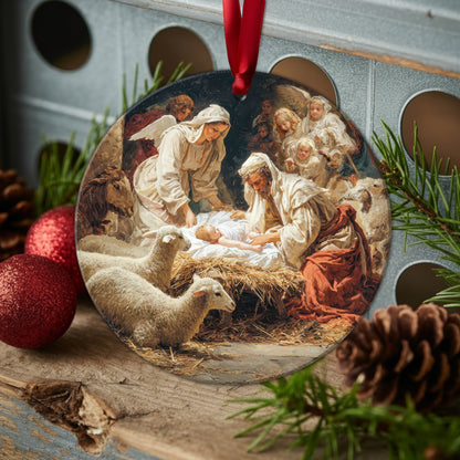 Classical Art Nativity Christmas Ornament | Holy Family Masterpiece | Religious Christian Keepsake
