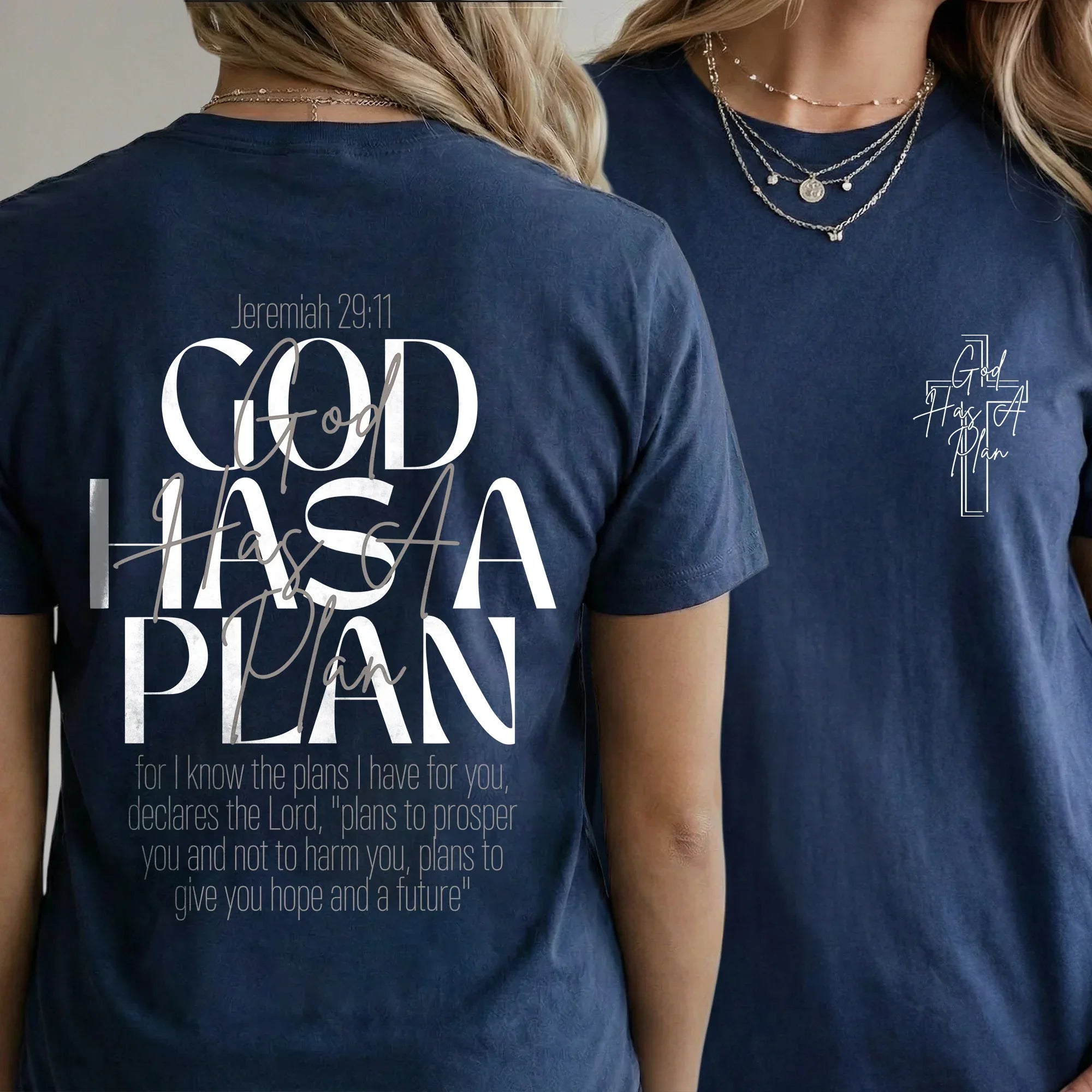 God Has a Plan Scripture Typography Design – Two Sides – Minimalist Faith – Unisex Tshirt /Hoodie/Sweatshirt - Faith Guided Life
