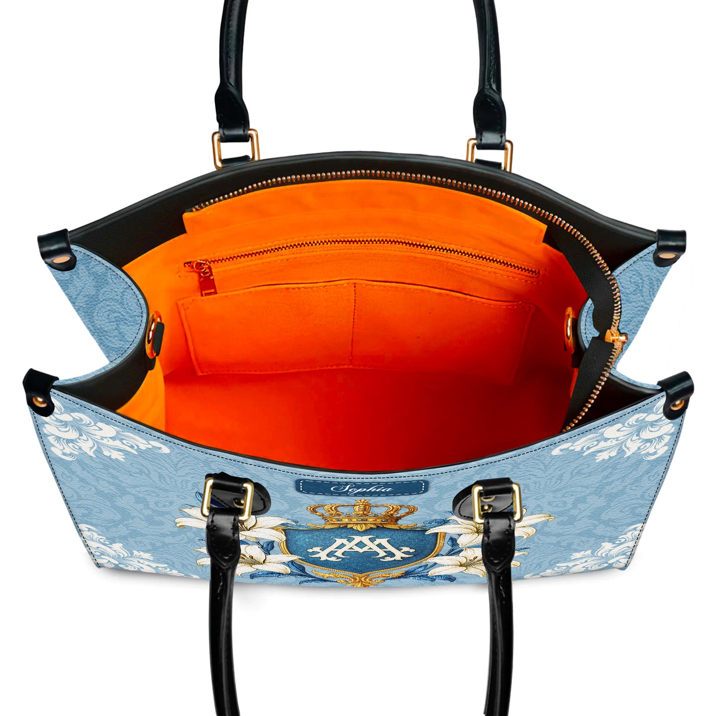 Ave Maria Crown Of Grace Personalized Leather Handbag
