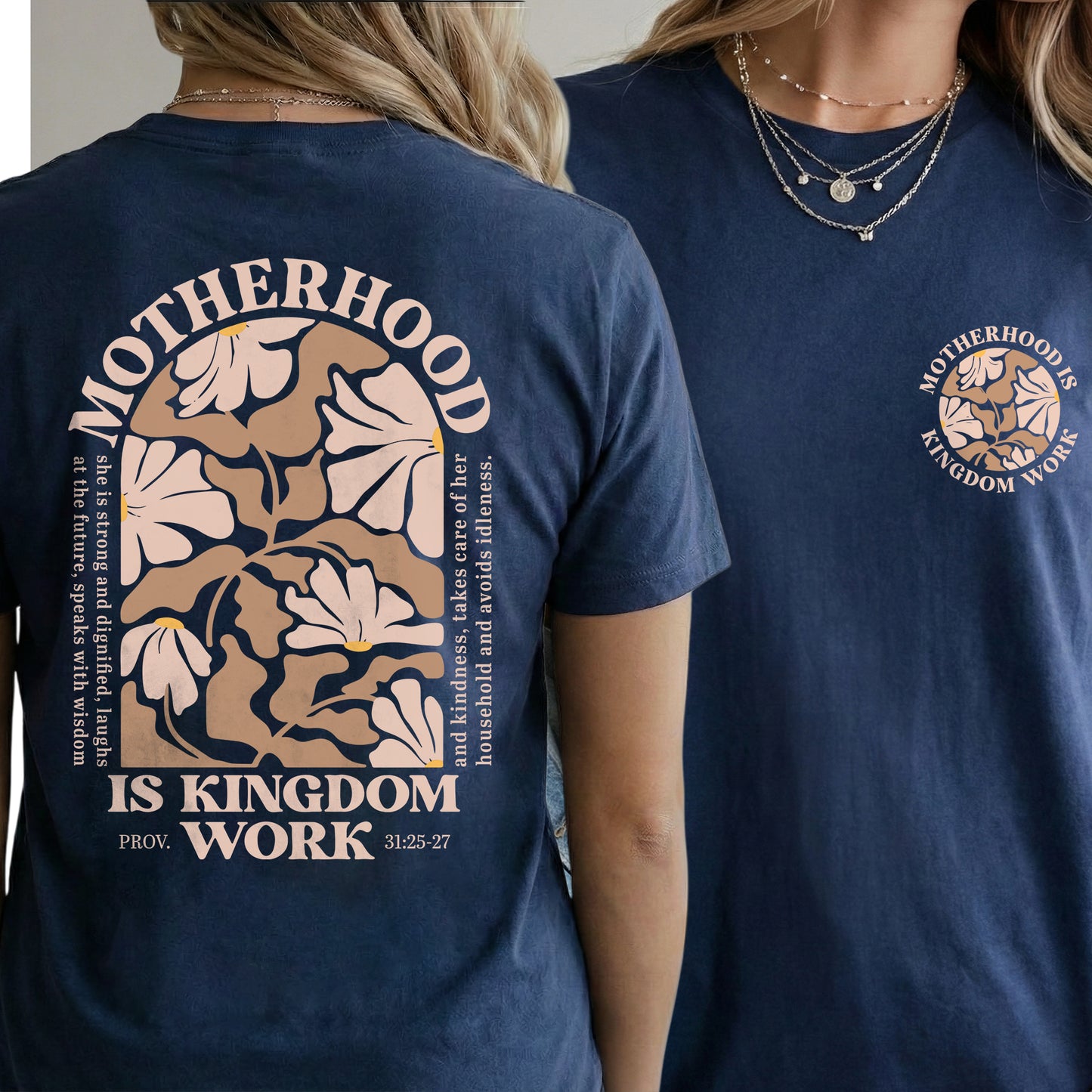 Motherhood Is Kingdom Work Floral Arch Shirt – Two Sides – She is Bless – Unisex Tshirt /Hoodie/Sweatshirt