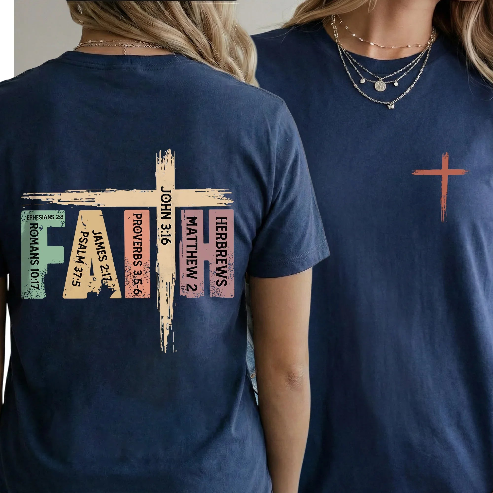 Faith Scripture Cross Typography – Two Sides – Minimalist Faith – Unisex Tshirt /Hoodie/Sweatshirt - Faith Guided Life