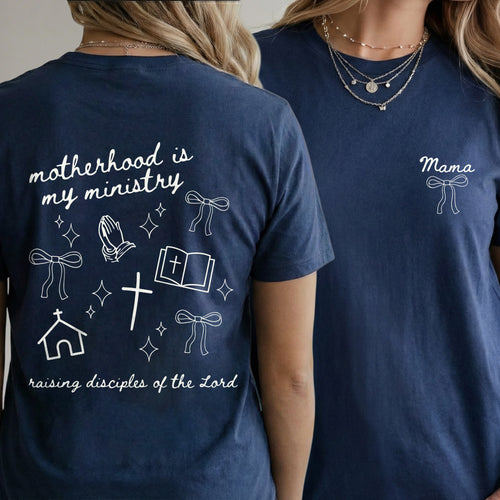 Minimal Mama Ministry with Christian Icons – Two Sides – She is Bless – Unisex Tshirt /Hoodie/Sweatshirt