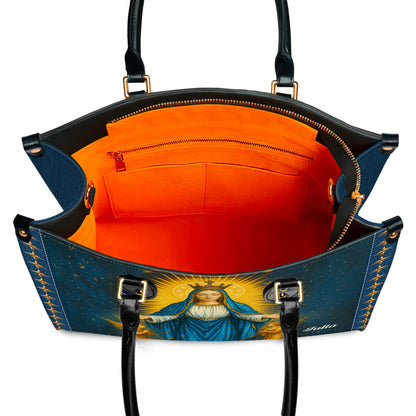 Miraculous Medal Blessed Virgin Mary Immaculate Conception Personalized Leather Handbag