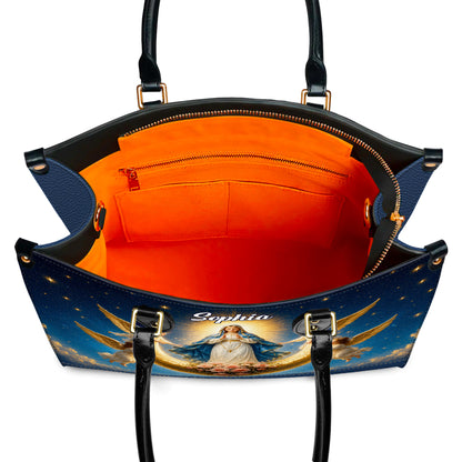 Personalized Virgin Mary Angel Moon Christian Handbag – Twill Faux Leather & PU Leather