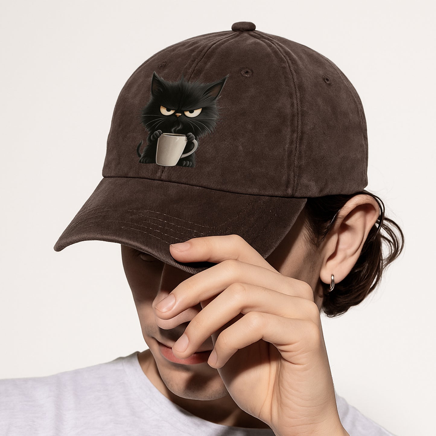 Grumpy Cat Coffee Baseball Cap - Funny Coffee Lover Hat