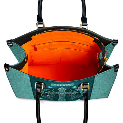 Guardian Angel Wings Cross Personalized Leather Handbag