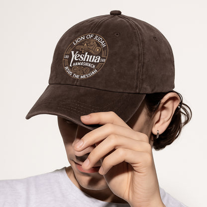 Lion of Judah Yeshua Hamashiach Embroidered Baseball Cap - Premium Christian Faith Hat
