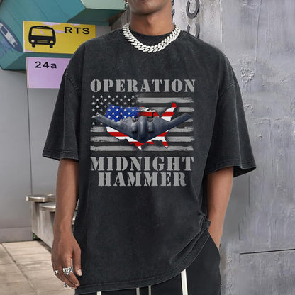 Operation Midnight Hammer Patriotic Unisex 100% Cotton Vintage Washed Christian T-Shirt | God Bless America Military Tribute