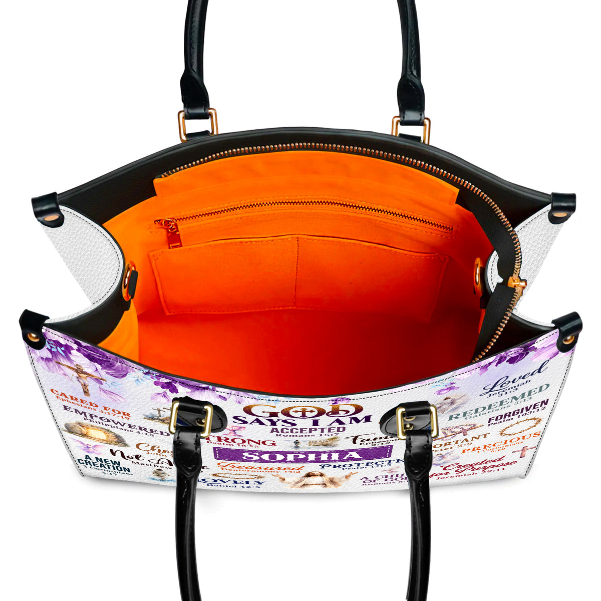 Personalized God Says I Am Christian Handbag – Twill Faux Leather & PU Leather