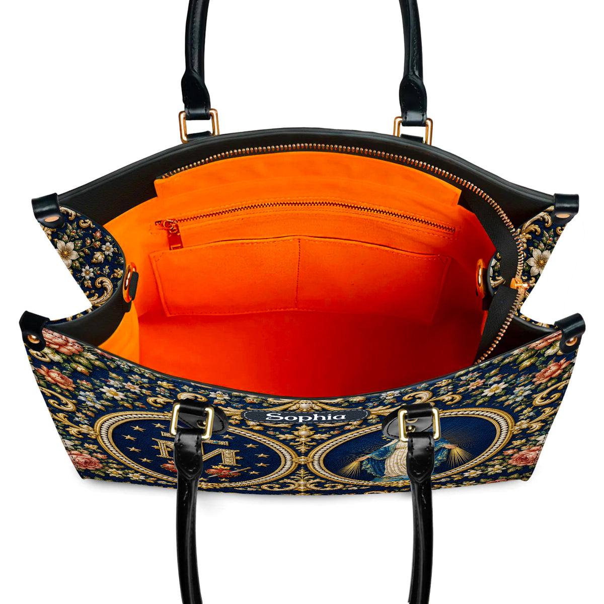 Personalized Virgin Mary Catholic Handbag – Twill Faux Leather & PU Leather