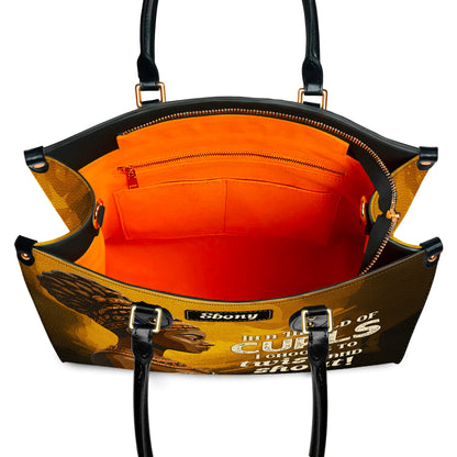 In A World Of Curls I Choose To Twist And Shout Personalized Leather Handbag
