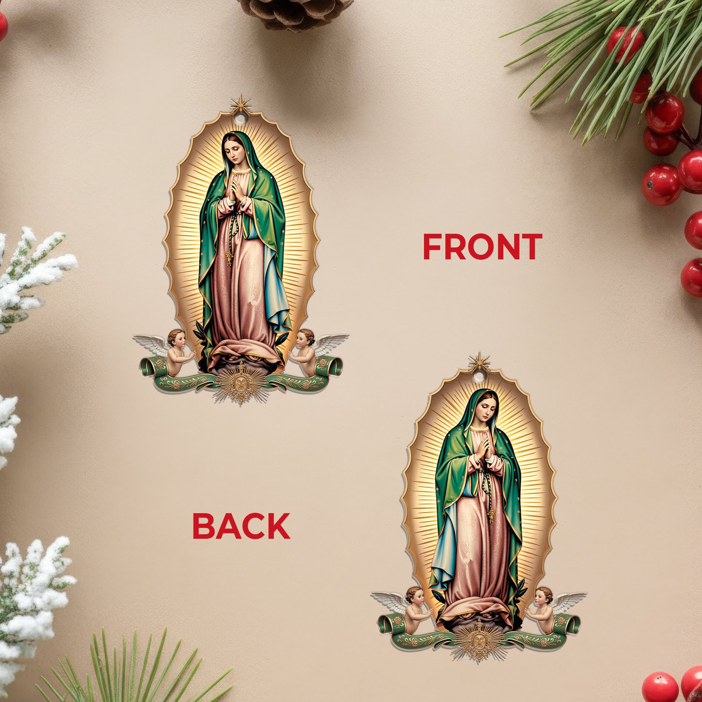 Our Lady of Guadalupe Christmas Ornament | Virgin Mary Catholic Keepsake | Religious Decoration
