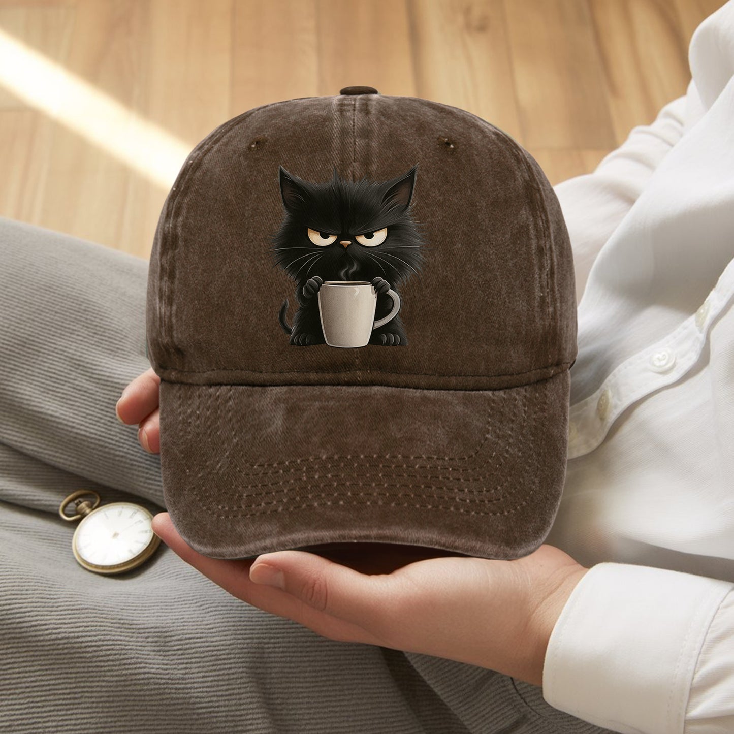 Grumpy Cat Coffee Baseball Cap - Funny Coffee Lover Hat