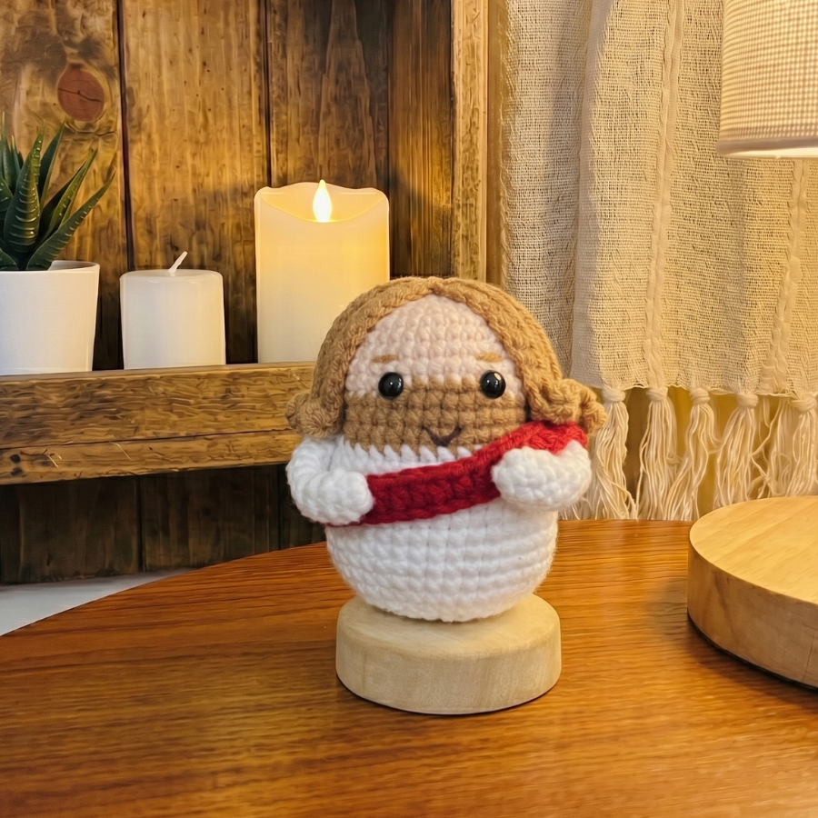 🔥 LIMITED TIME OFFER - Catholic Mini Crochet Dolls Collection – Handmade 4.8 Inch with Wooden Base