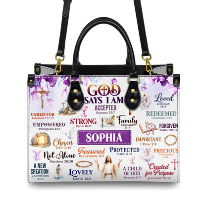 Personalized God Says I Am Christian Handbag – Twill Faux Leather & PU Leather