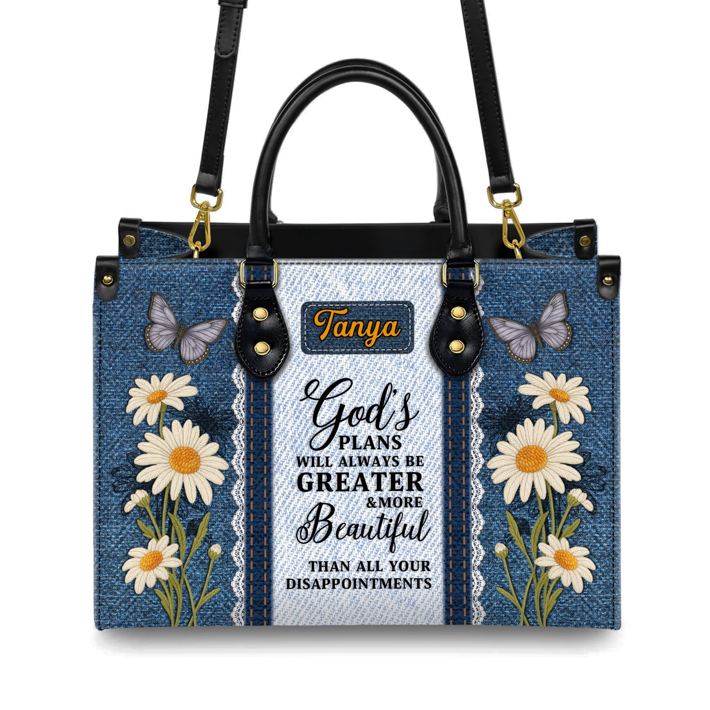 God's Plans Will Always Be Greater Than Your Disappointments Personalized Leather Handbag