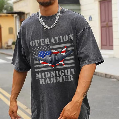 Operation Midnight Hammer Patriotic Unisex 100% Cotton Vintage Washed Christian T-Shirt | God Bless America Military Tribute