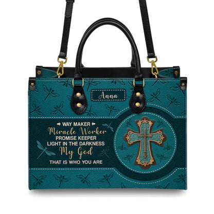 Way Maker Miracle Worker Promise Keeper Personalized Leather Handbag