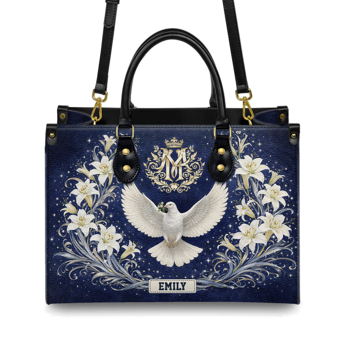 Personalized Holy Spirit Dove Christian Handbag – Twill Faux Leather & PU Leather