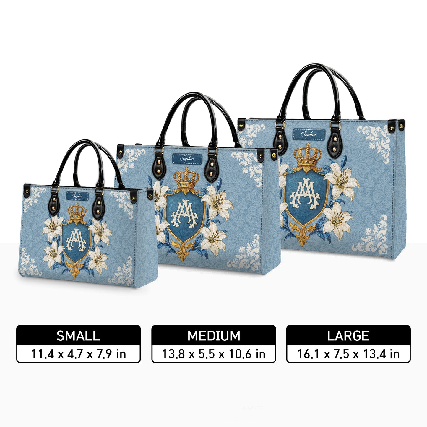Ave Maria Crown Of Grace Personalized Leather Handbag