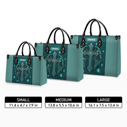 Guardian Angel Wings Cross Personalized Leather Handbag