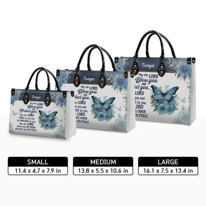 May The Lord Bless You Aaronic Blessing Numbers 6:24-26 Personalized Leather Handbag