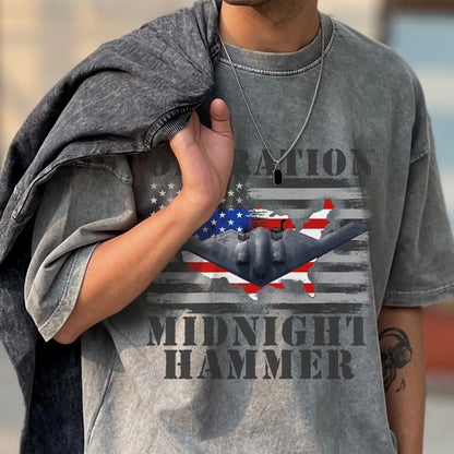 Operation Midnight Hammer Patriotic Unisex 100% Cotton Vintage Washed Christian T-Shirt | God Bless America Military Tribute