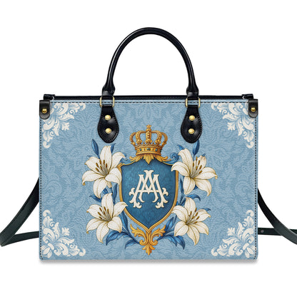 Ave Maria Crown Of Grace Personalized Leather Handbag