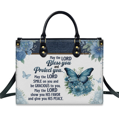 May The Lord Bless You Aaronic Blessing Numbers 6:24-26 Personalized Leather Handbag