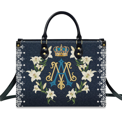 Ave Maria Royal Crown Monogram Personalized Leather Handbag